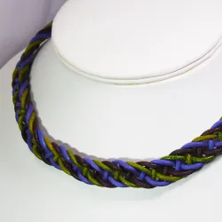Grand necklace - Hand woven leather Xiomara - Grand necklace - Laiton bronze